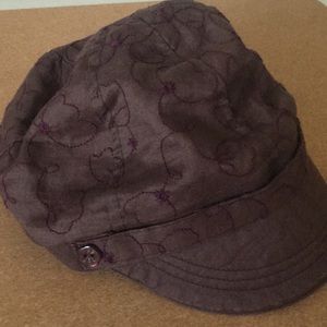 Pistil Slouchy Brown & Purple Embroidered Hat